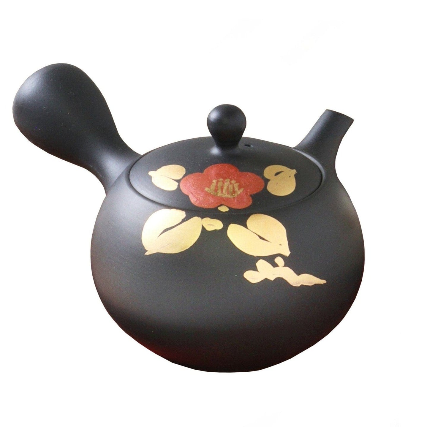 Shomoe black clay small round camellia Tea Pot Shomoe black clay small round camellia Tea Pot
