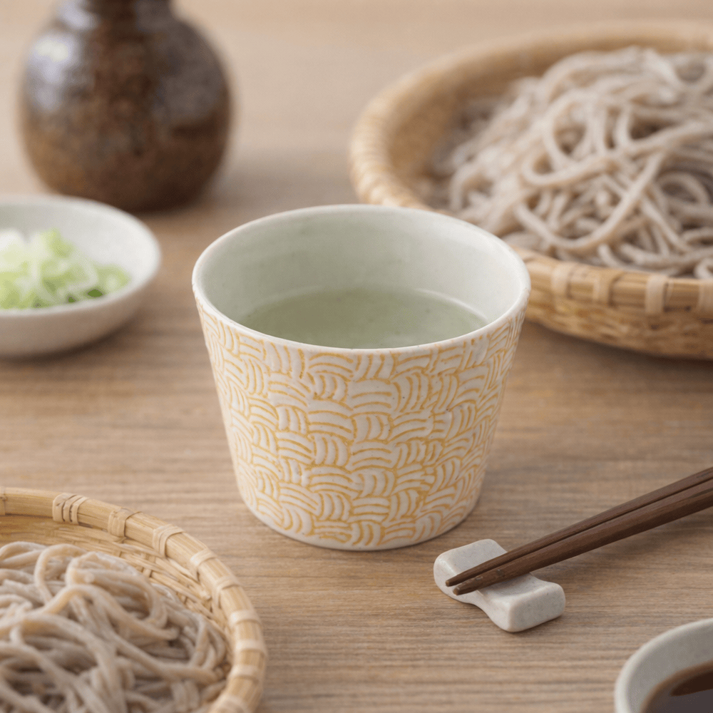 Hasami Kagome Soba Choko Cup Soba Choko Cup, Hasami Inban Pattern