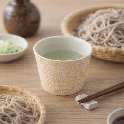 Hasami Kagome Soba Choko Cup Soba Choko Cup, Hasami Inban Pattern