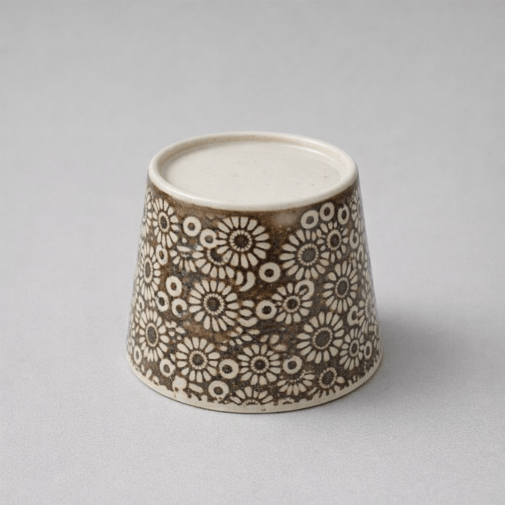 Hasami Hana Inban Pattern Soba Choko Cup Soba Choko Cup with Inban Pattern, Made in Japan