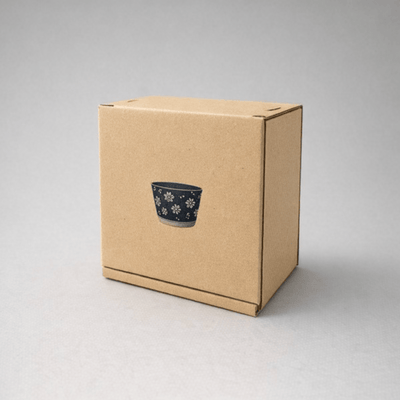 Hasami Hana Inban Pattern Soba Choko Cup Soba Choko Cup with Inban Pattern, Made in Japan