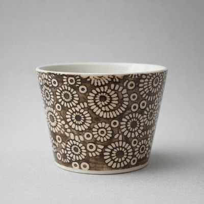 Hasami Hana Inban Pattern Soba Choko Cup Soba Choko Cup with Inban Pattern, Made in Japan
