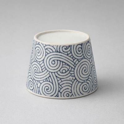 Uzushio Inban Soba Choko Cup – Hasami Ceramic Soba Choko Cup with Uzushio Inban Pattern