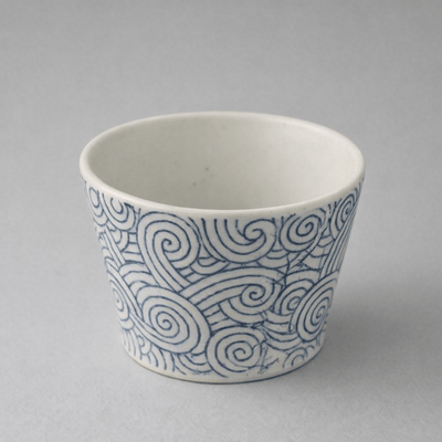Uzushio Inban Soba Choko Cup – Hasami Ceramic Soba Choko Cup with Uzushio Inban Pattern