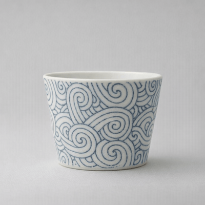 Uzushio Inban Soba Choko Cup – Hasami Ceramic Soba Choko Cup with Uzushio Inban Pattern