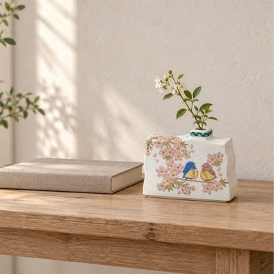 Sparrows & Cherry Blossoms Kutani Flower Vase Sparrows & Cherry Blossoms Kutani Vase | My Japanese World
