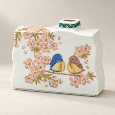 Sparrows & Cherry Blossoms Kutani Flower Vase Sparrows & Cherry Blossoms Kutani Vase | My Japanese World