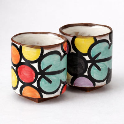 Stained Red and Blue Hasami Cups (Set of 2 Cups) Stained Red and Blue Hasami Cups (Set of 2 Cups)