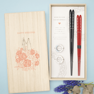 Star Drop Chopsticks Pair with Shell Ring Chopstick Rests Star Drop Chopsticks Pair with Shell Ring Chopstick Rests