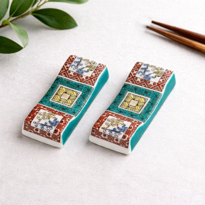Stone Pavement Kutani Chopstick Rest (Pair) Stone Pavement Kutani Chopstick Rest (Pair)