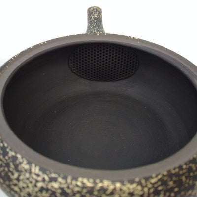 Tamamitsu black mud flat round gold tataki Tea Pot Tamamitsu black mud flat round gold tataki Tea Pot