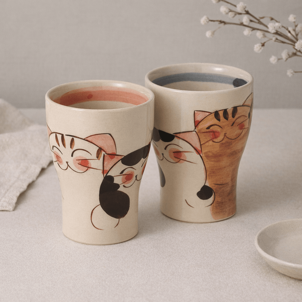 Hasami Porcelain Cats Tea Set [2 cups] Tea Cup Set, Hasami Porcelain Cats [2 Cups]