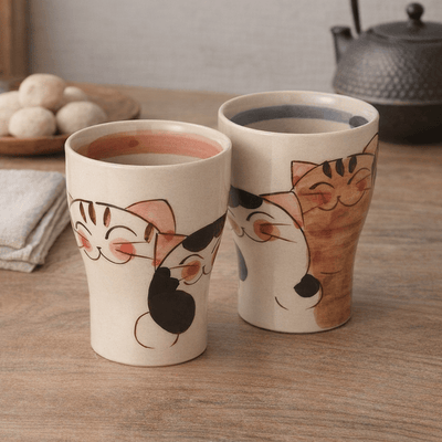 Hasami Porcelain Cats Tea Set [2 cups] Tea Cup Set, Hasami Porcelain Cats [2 Cups]
