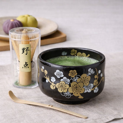 Tenmoku Plum Mino Matcha Set Tenmoku Plum Mino Matcha Set