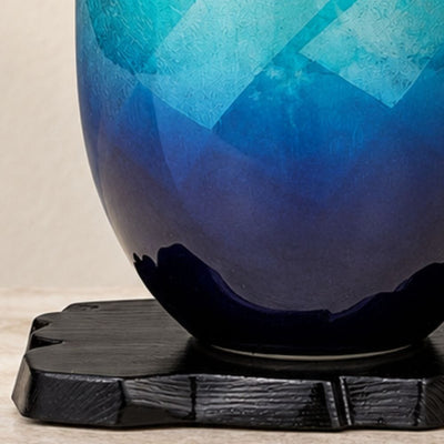 Turquoise & Blue Ginsai Kutani Vase with Stand Turquoise Ginsai Kutani Vase with Stand | My Japanese World