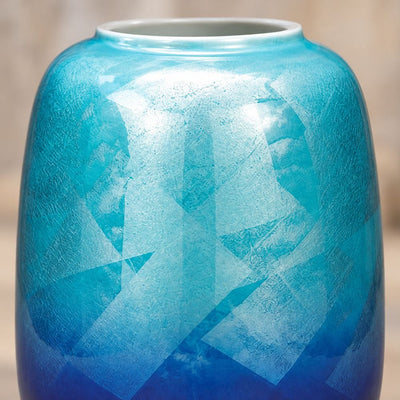 Turquoise & Blue Ginsai Kutani Vase with Stand Turquoise Ginsai Kutani Vase with Stand | My Japanese World