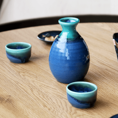Turquoise Kinyou Sake Set Turquoise Kinyou Sake Set