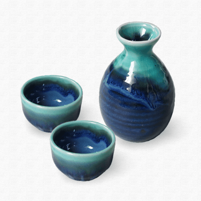 Turquoise Kinyou Sake Set Turquoise Kinyou Sake Set