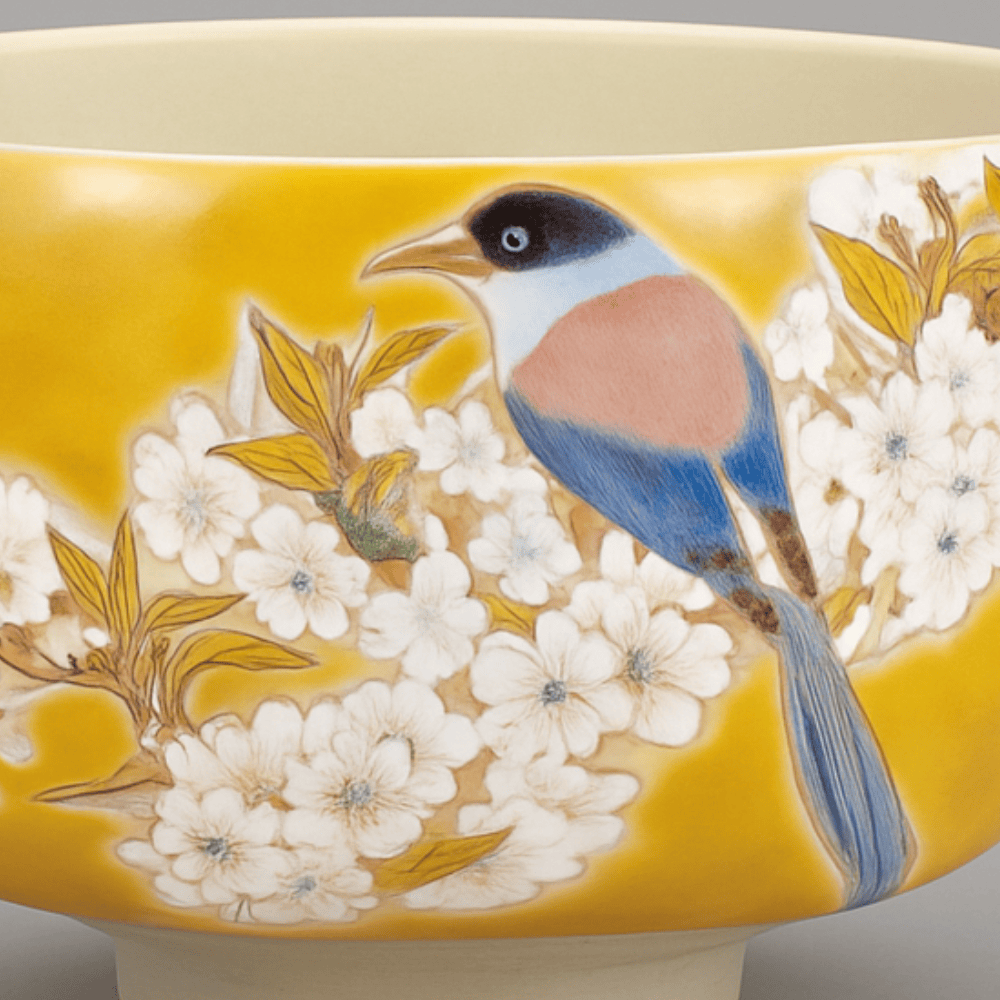 Yoshidaya Mountain Cherry and Bird Matcha Bowl Yoshidaya Mountain Cherry and Bird Matcha Bowl