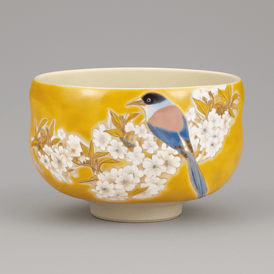 Yoshidaya Mountain Cherry and Bird Matcha Bowl Yoshidaya Mountain Cherry and Bird Matcha Bowl